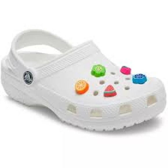 Crocs Uniquely You Fruit Fun Eraser Smile Orange Flower Jibbitz Charms Pack Of 5 - Picture 1 of 5